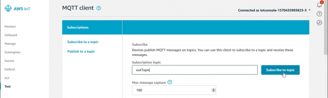 AWS IoT core MQTT Client subscription