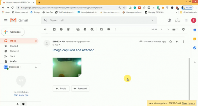 Email from ESP32 cam