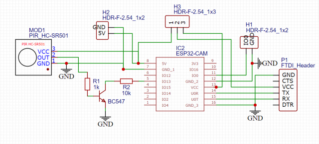 Motion triggered Telegram Alert device with help of ESP32 camera Schematic Diagram