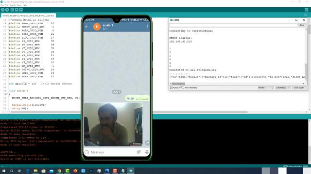 Motion triggered Telegram Alert device with help of ESP32 camera