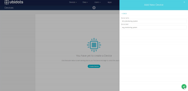 Creating a device on ubidots
