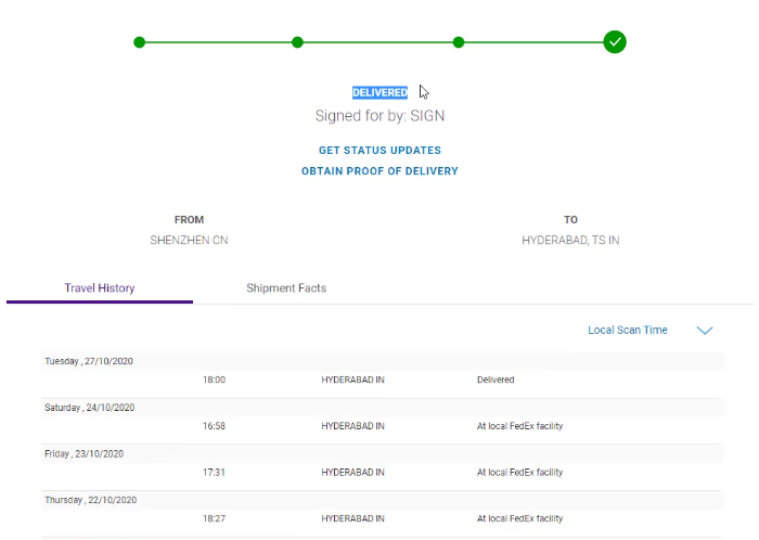 PCB delivery status