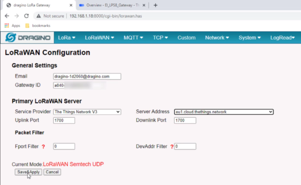 LPS8 registration on TTN