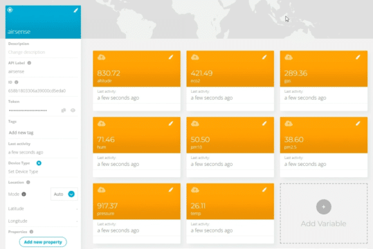 AirSense device on ubidots